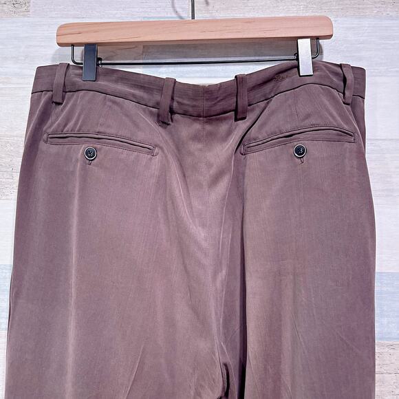 Tommy Bahama Silk Blend Pleated Front Pants Brown Relax Casual Beach Mens 36x32 - Picture 4 of 7